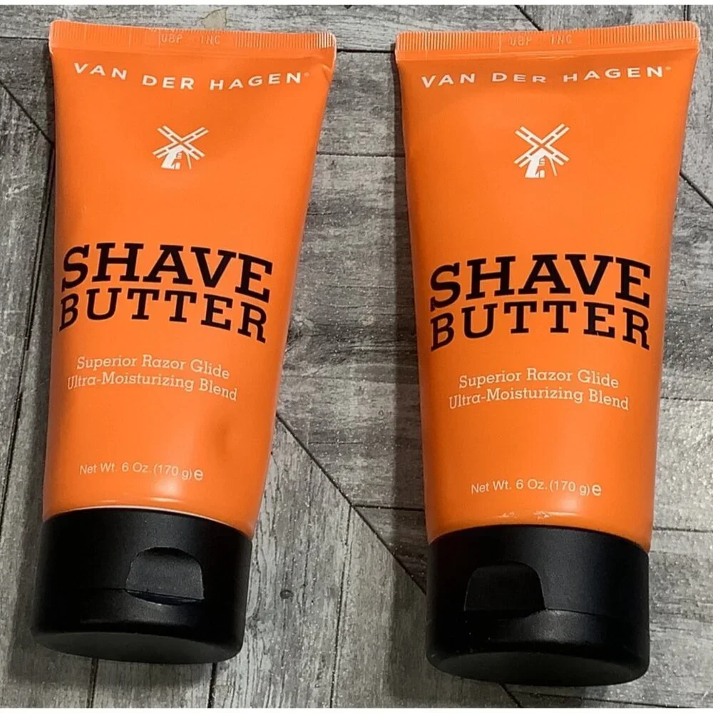 2 Van Der Hagen Shave Butter Shaving Cream 6 Oz Tubes Shea Mango Cocoa Butter